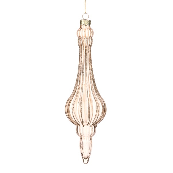 Jucărie brad Glass Glitter Ribbed Finial