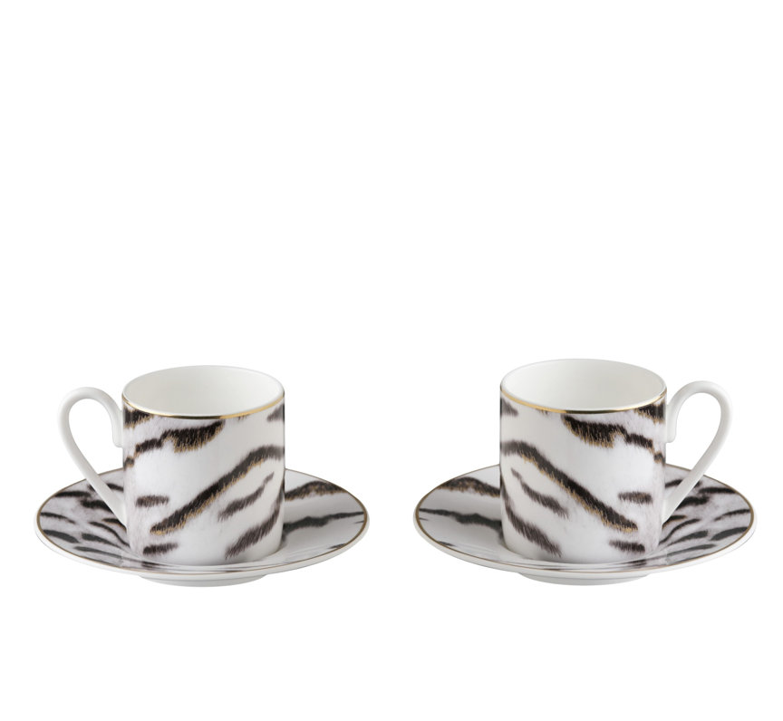 Tiger set of 2 coffee cups and saucers