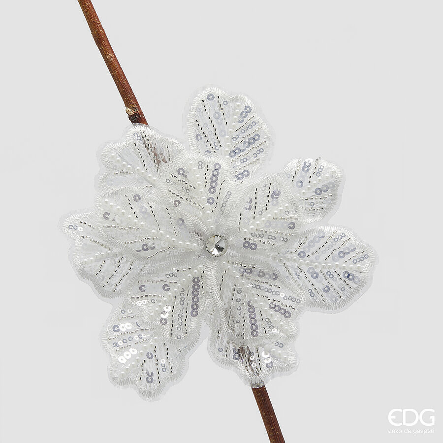 Decorative flower with clip Gerbera Paillettes D18
