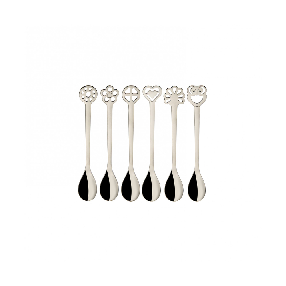 Portafortuna Set of 6 moka spoons in a Gift Box Silver
