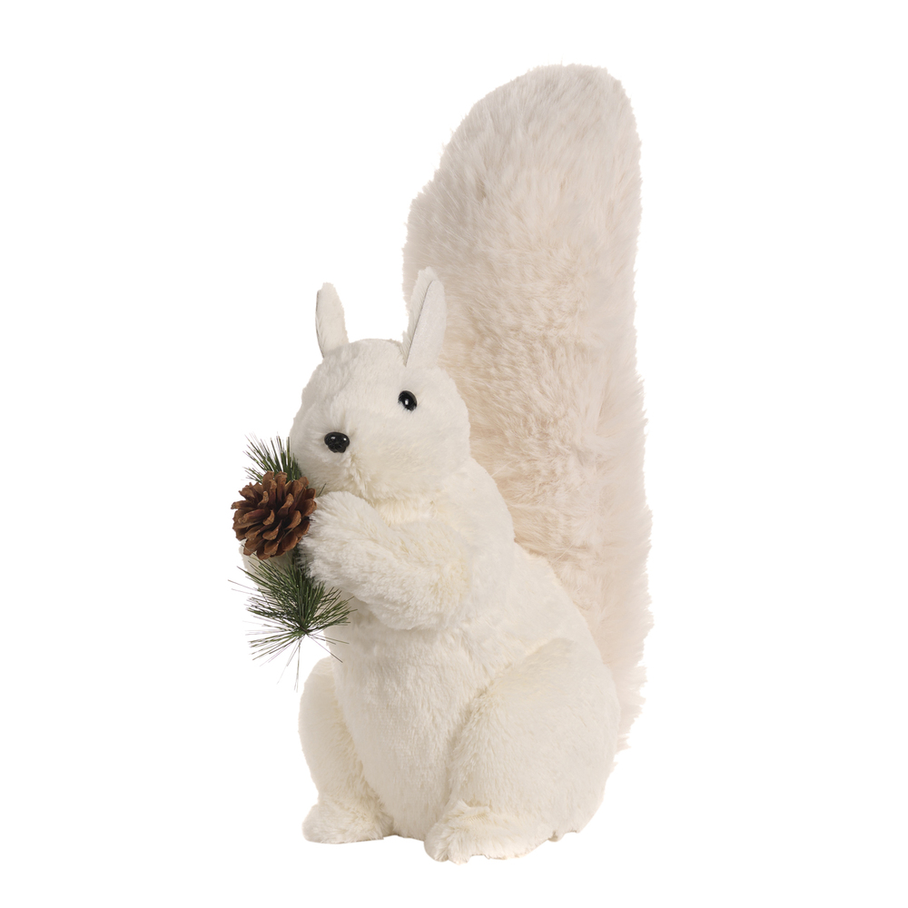 Decorațiune Furry Squirrel with Pine/Pinecone H44