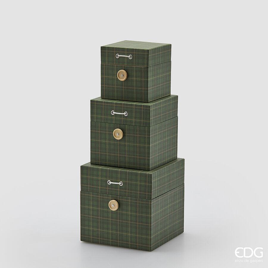Set of 3 decorative boxes Tartan 