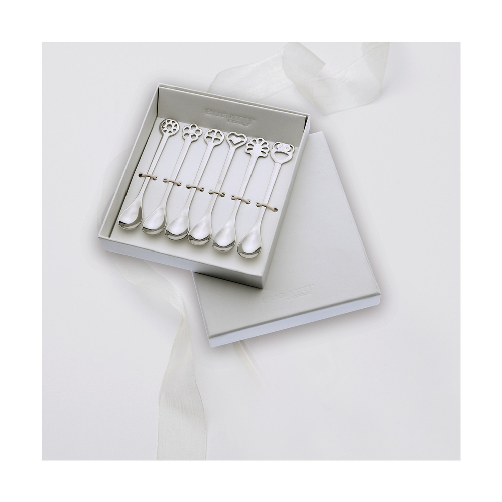 Portafortuna Set of 6 moka spoons in a Gift Box Silver