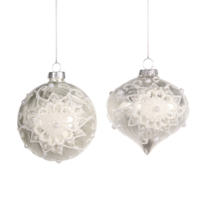 Елочная игрушка Glass Lace Flower Frosted