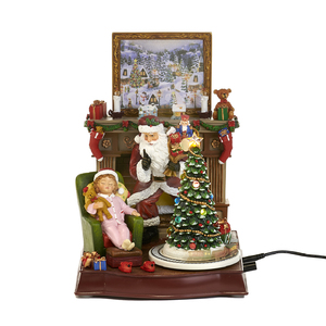 Музыкальная лед статуэтка Santa/Fireplace