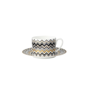Zig Zag Gold set of 6 tea cups and saucers