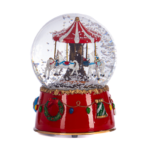Musical snow globe XMAS Horse Carousel 