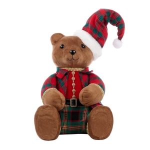 Decoration Tartan XMAS Sitting Boy Bear