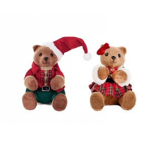 Decoration Tartan XMAS Sitting Girl Bear