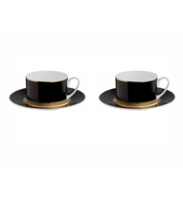 Python Black Set de 2 cesti de ceai și farfurii 